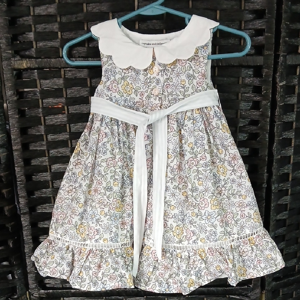 Cupcakes & Cashmere Floral Ruffle Girls Dress SZ 18 Mo